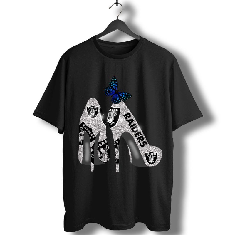 Oakland Raiders Rhinestone High Heels T Shirt T Shirt 1