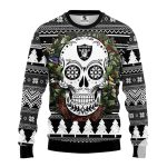 Oakland Raiders Skull Flower Ugly Christmas Sweater
