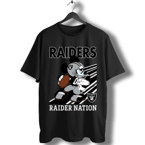 Oakland Raiders Slogan Raider Nation Mickey Mouse T-Shirt