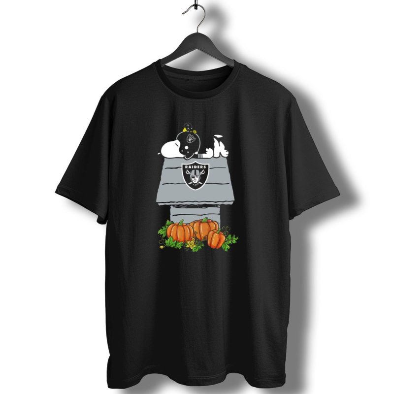 Oakland Raiders Snoopy Doghouse With Helmet And Pumpkins T Shirt 1 T Shirt 1