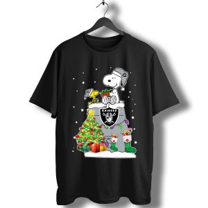 Oakland Raiders Snoopy & Woodstock Christmas T-Shirt