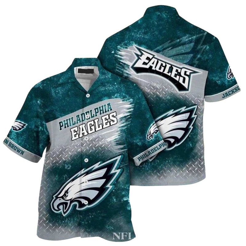 Oceanic Metal Pattern Philadelphia Eagles Hawaiian Shirt 1