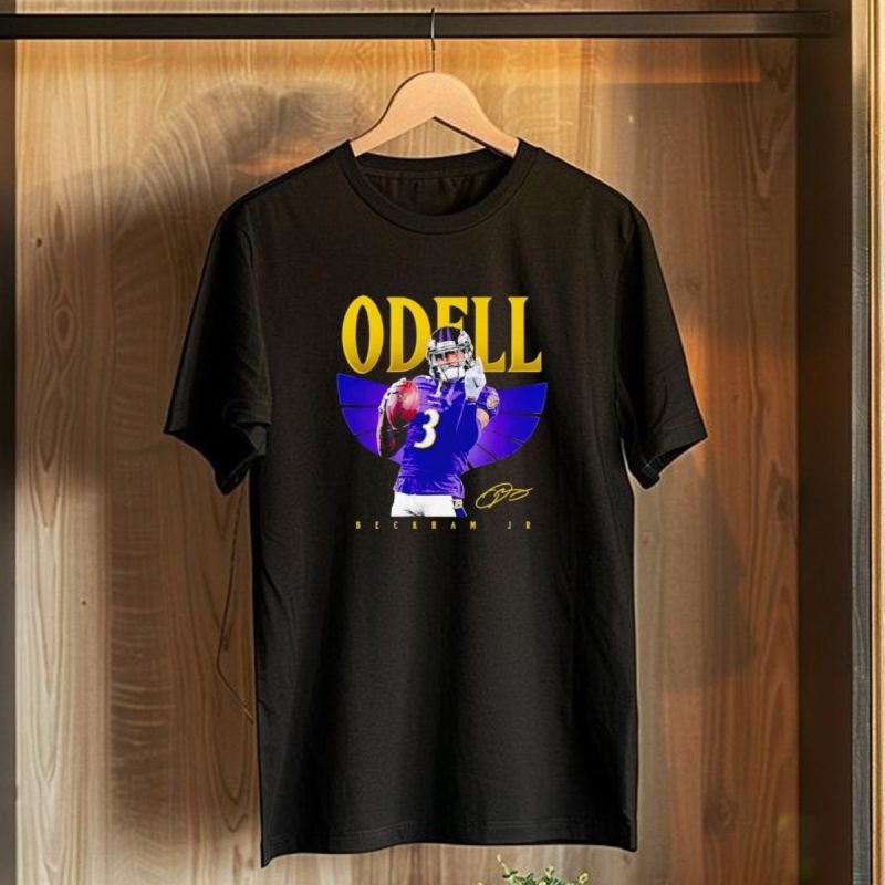 Odell Beckham Jr Baltimore Ravens Signature Number 3 Spotlight T Shirt 1 T Shirt 1
