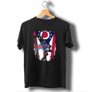 Ohio Flag And Buffalo Bills Logo Fusion T-Shirt