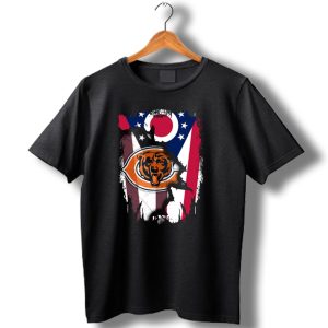 Ohio Flag With Chicago Bears Logo Representing Togetherness T Shirt