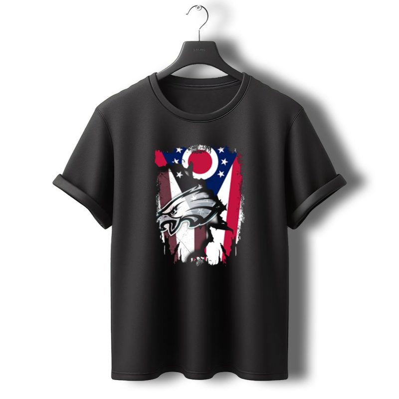 Ohio Flag With Philadelphia Eagles Logo Together T Shirt T Shirt 0 1