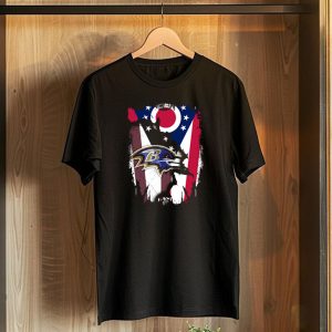 Ohio Flag with Baltimore Ravens Together T-Shirt
