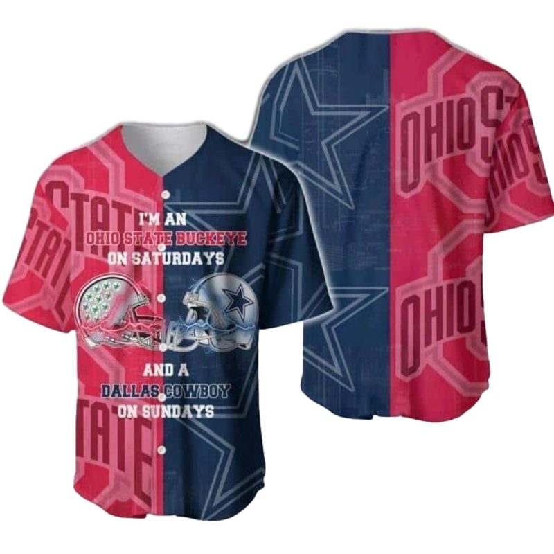 Ohio State Buckeye And Dallas Cowboys Baseball Jersey 1