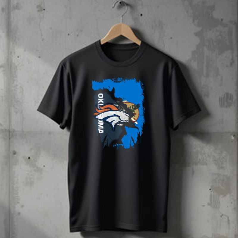 Oklahoma Flag With Denver Broncos Logo Integration T Shirt 1 T Shirt 1