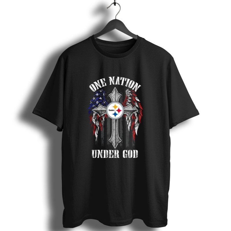 One Nation Under God Pittsburgh Steelers Cross Flag Wings T Shirt 1 T Shirt 1