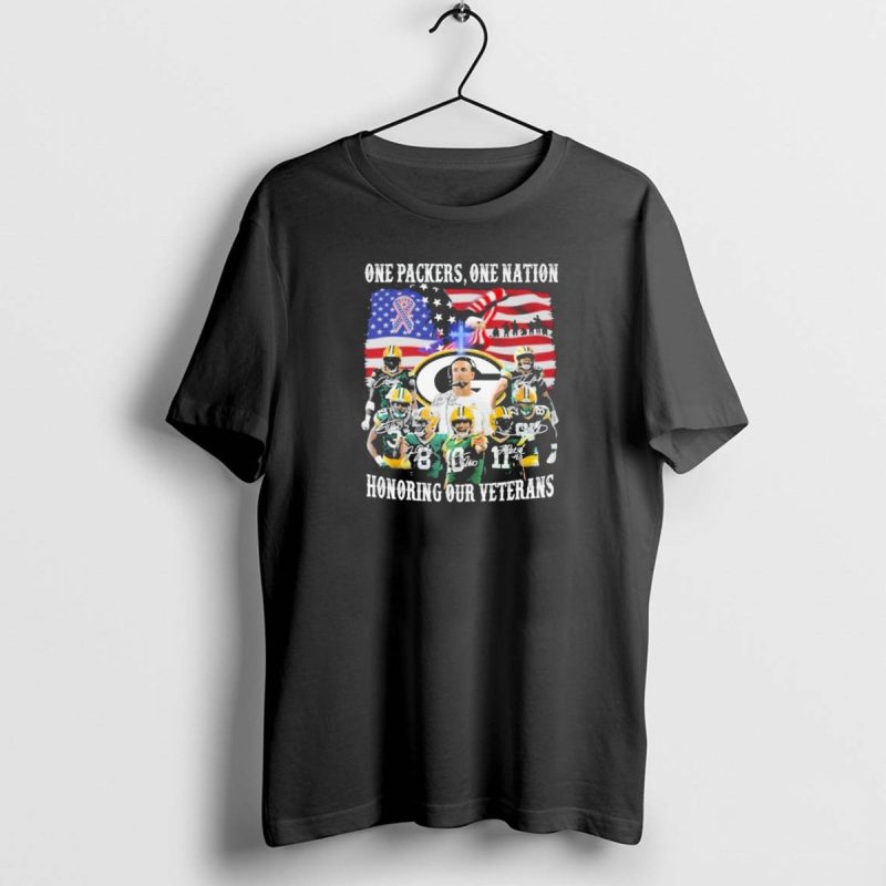 One Packers One Nation Honoring Our Veterans Green Bay Packers Players United States Flag T Shirt 1 1 T Shirt 1 1