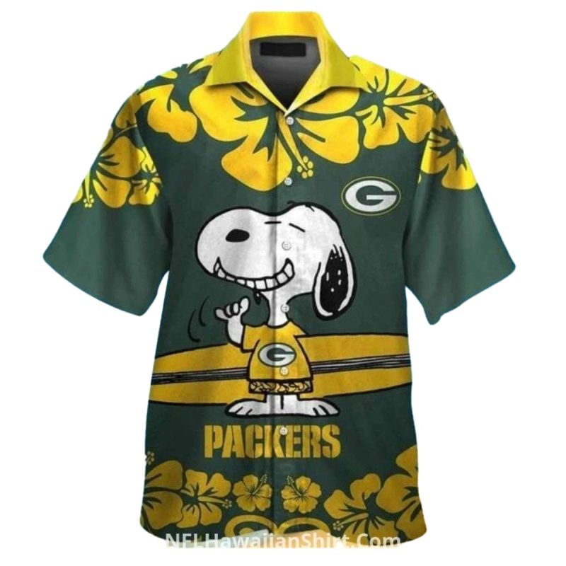 Packers And Snoopy Surfing Floral Hawaiian Shirt 1