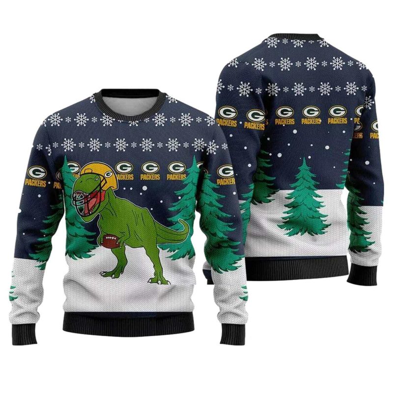 Packers And Trex Ugly Christmas Sweater