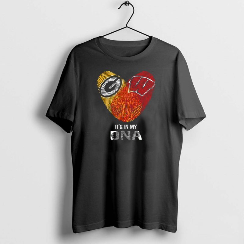 Packers Badgers Heart Fingerprint Its In My Dna T Shirt 1 1 T Shirt 1 1