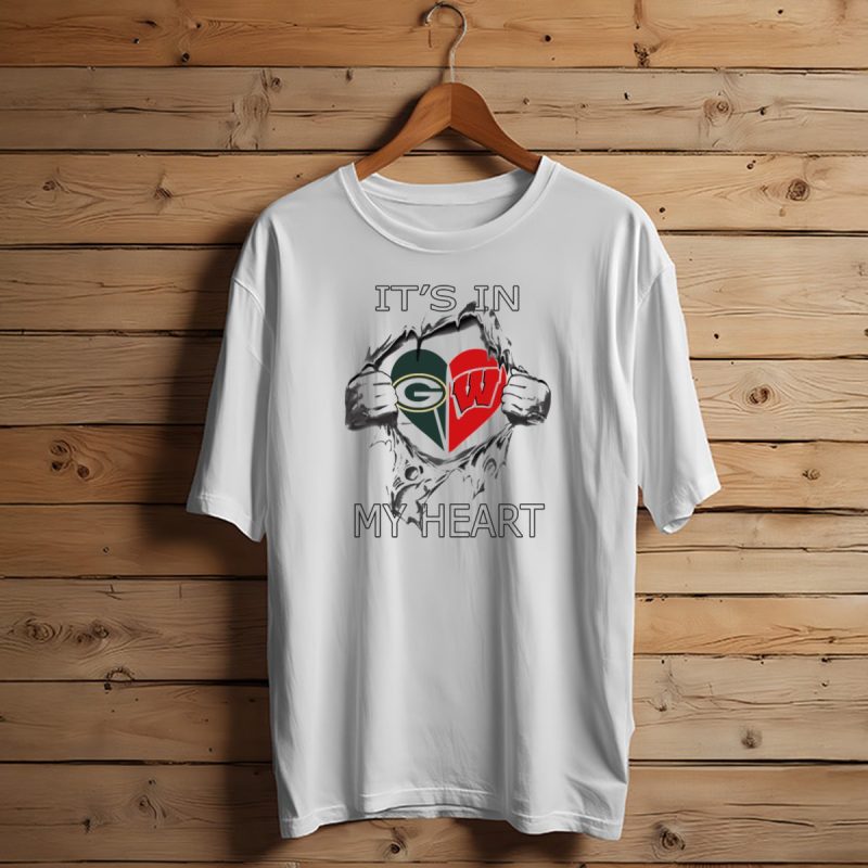 Packers Badgers Its In My Heart Green Bay Wisconsin Football T Shirt T Shirt 1 1