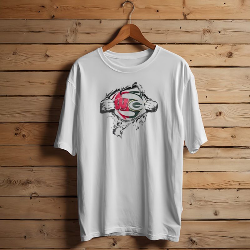 Packers Badgers Wg Super Logo Tear Open T Shirt T Shirt 1 1