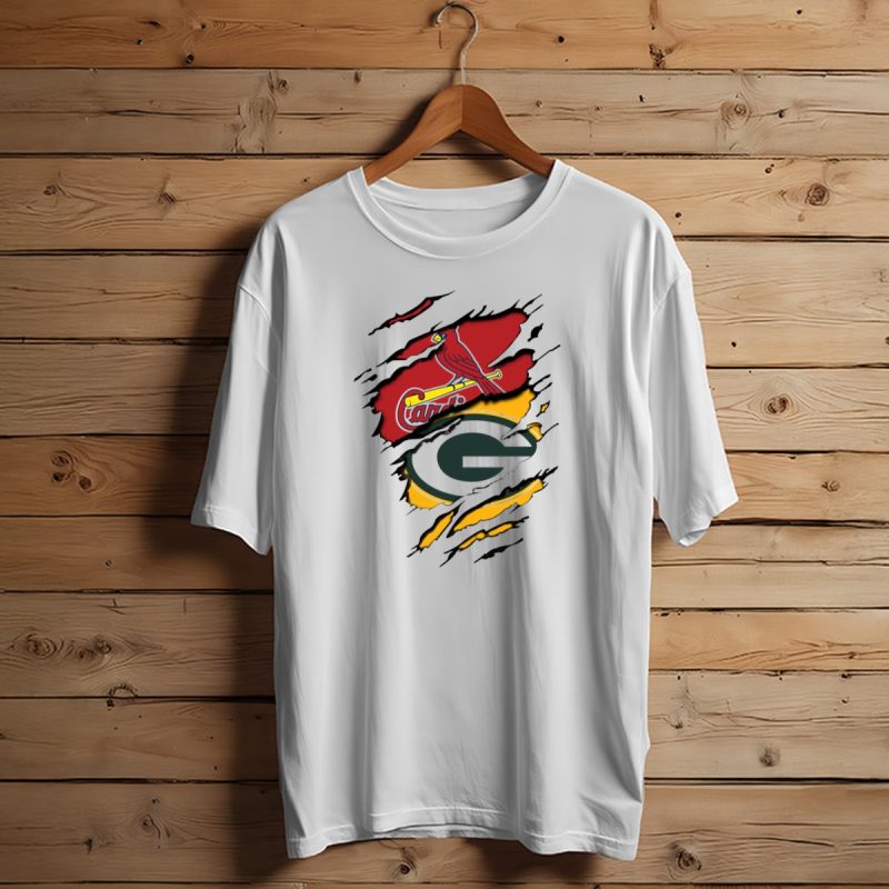 Packers Cardinals Torn Logo Mashup T Shirt T Shirt 1 1