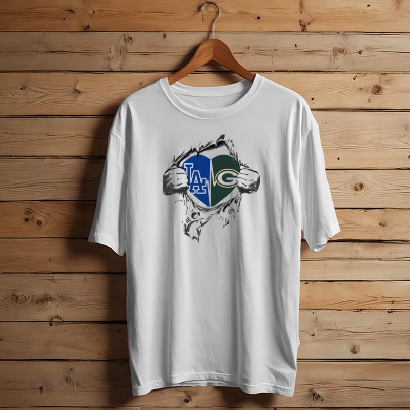 Packers Dodgers Heart With La And Green Bay T Shirt T Shirt 1 1