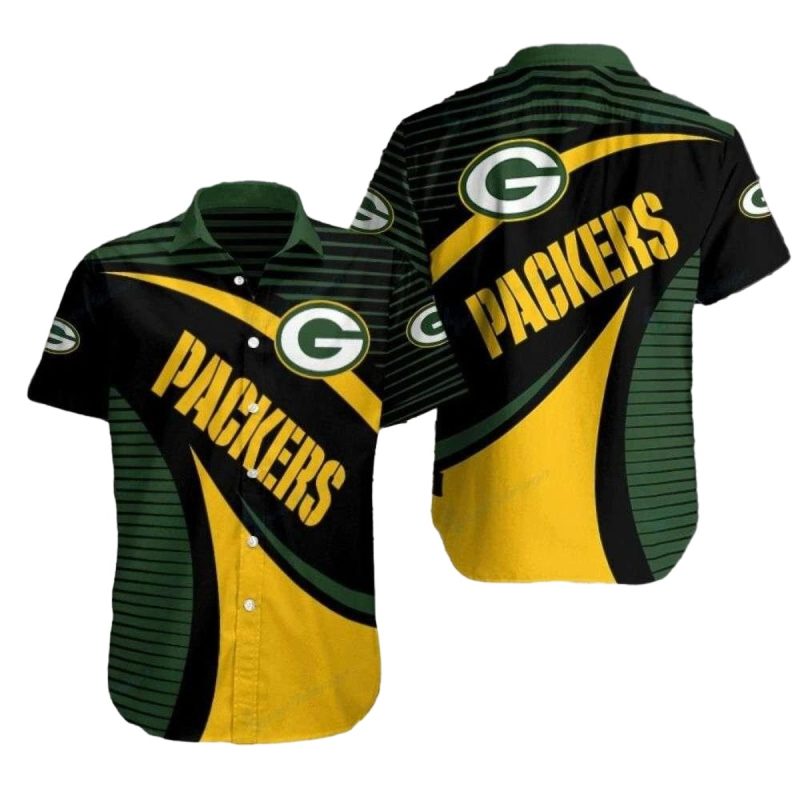 Packers Dynamic Play Green Gold Abstract Hawaiian Shirt 1