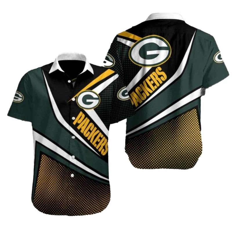 Packers End Halftone Yellow Dot Fade Hawaiian Shirt 1