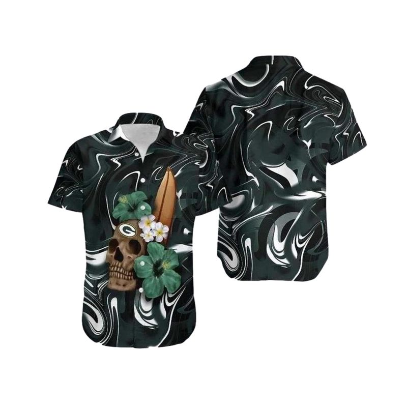 Packers Fans Swirling Skulls Hawaiian Shirt 1