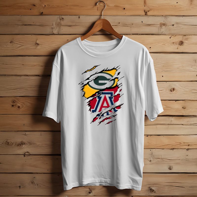 Packers G Arizona A Logos Ripped Torn Effect T Shirt T Shirt 1 1
