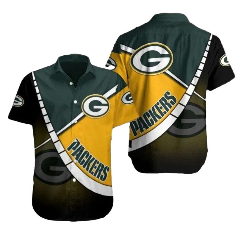 Packers Geometric Precision Yellow And Green Hawaiian Shirt 1