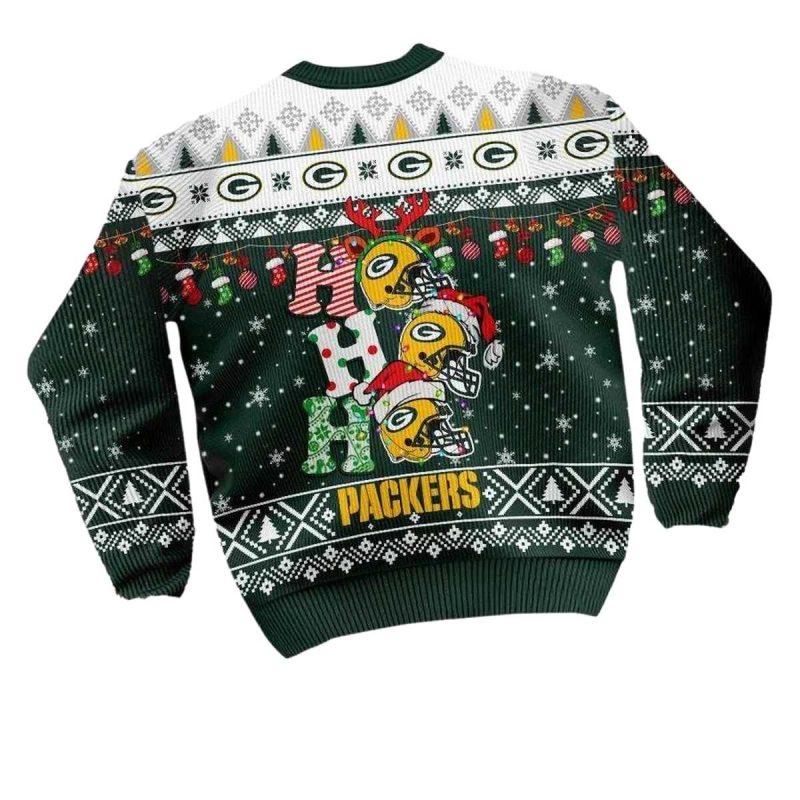 Packers Ho Ho Ho Helmet Ugly Sweater 1
