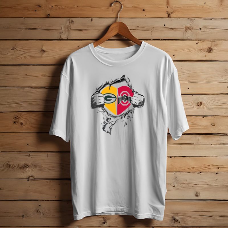 Packers Ohio State Heart Logo Fusion T Shirt T Shirt 1 1
