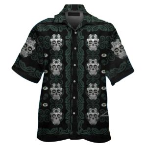 Packers Skull And Tribal Pattern Hawaiian Shirt