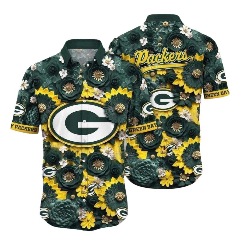 Packers Sunflower Vortex Hawaiian Shirt 1