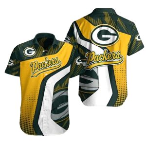 Packers Swirling Football Green And Gold Hawaiian Shirt