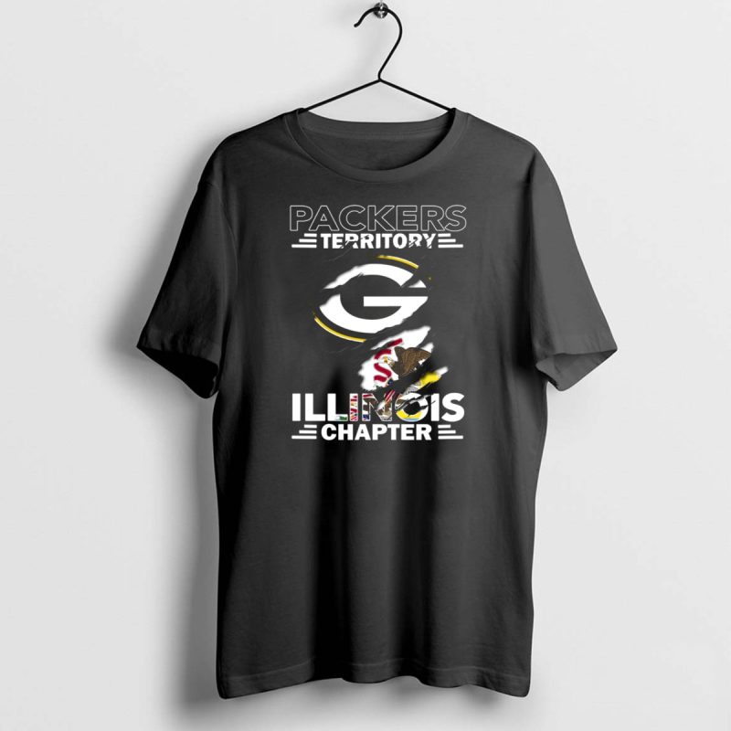 Packers Territory Illinois Chapter Green Bay Packers Logo And Illinois State Flag T Shirt 1 1 T Shirt 1 1
