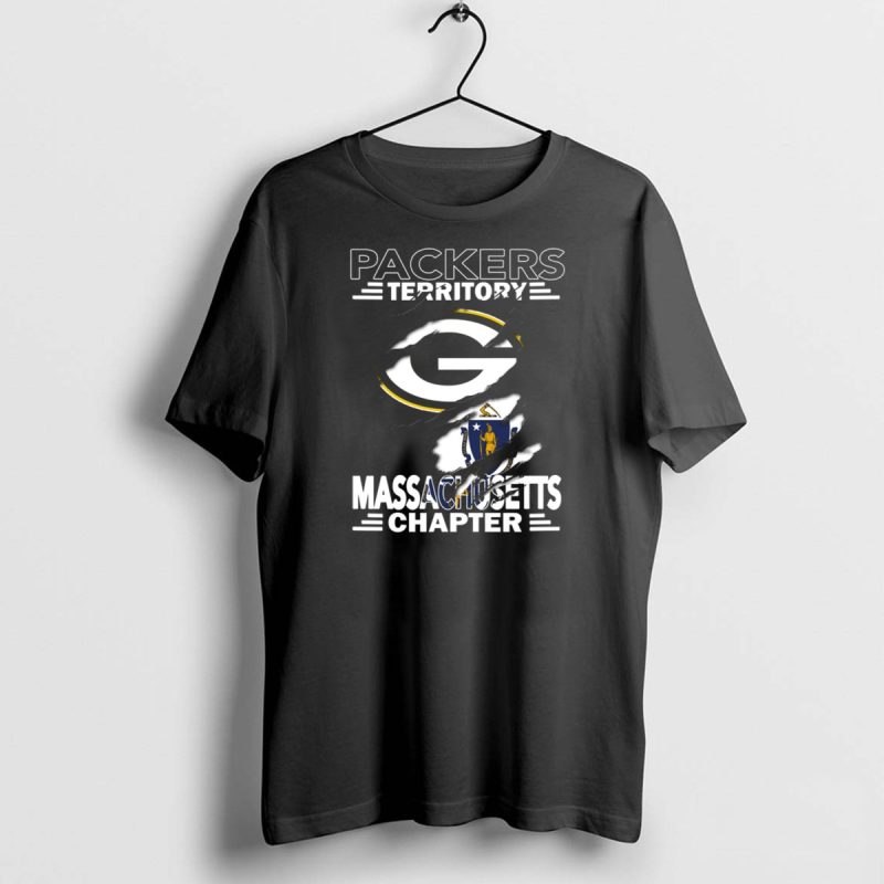 Packers Territory Massachusetts Chapter Green Bay Logo And Massachusetts Flag T Shirt 1 1 T Shirt 1 1