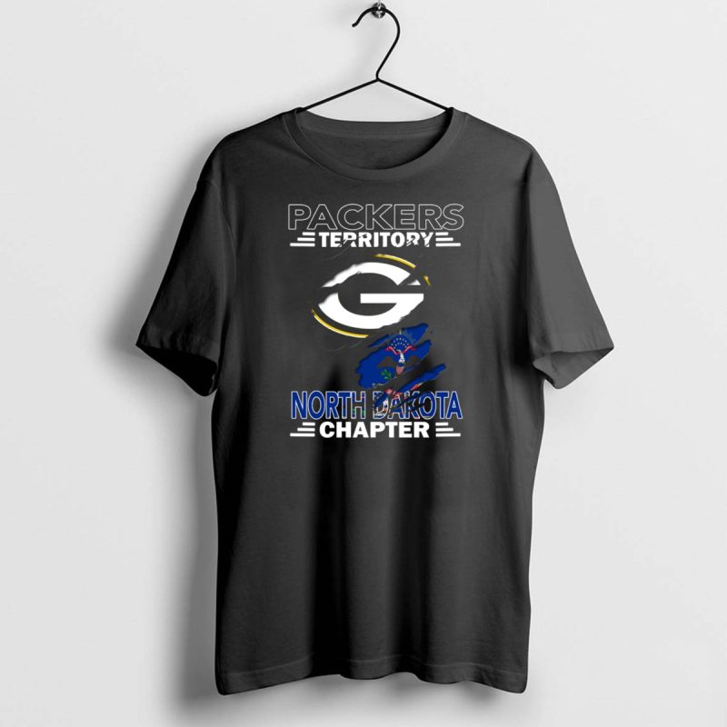 Packers Territory North Dakota Chapter Torn Green Bay G Logo And State Flag T Shirt 1 1 T Shirt 1 1