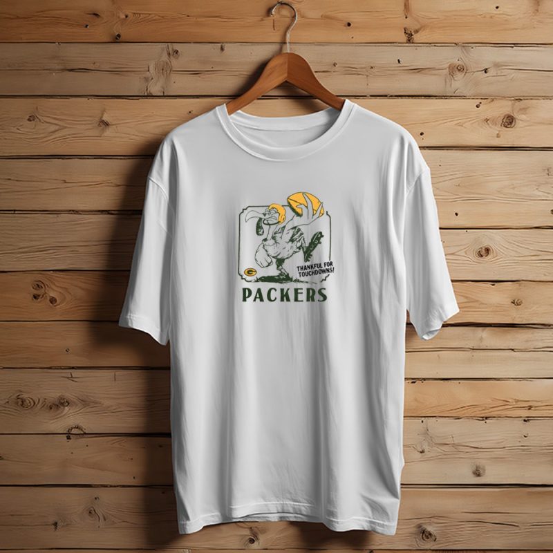 Packers Thankful For Touchdowns Football Turkey Cartoon T Shirt T Shirt 1 1