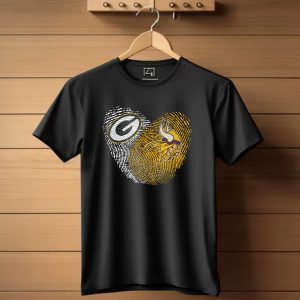 Packers Vikings Fingerprint Heart T Shirt
