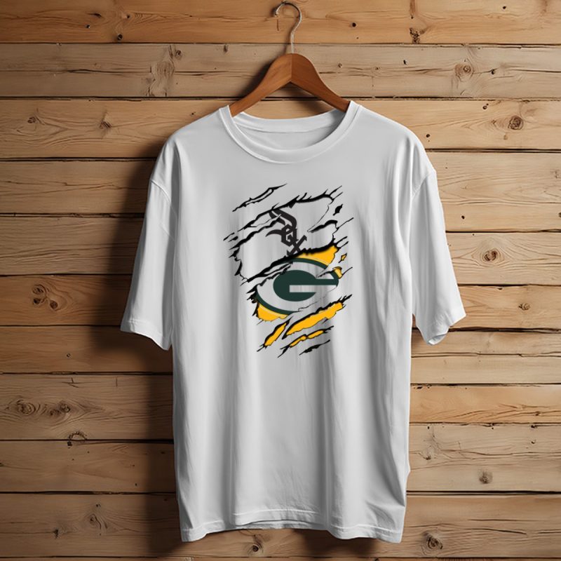 Packers White Sox Black And Green Rip Claw Marks T Shirt T Shirt 1 1