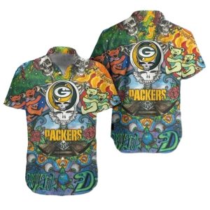 Packers With Grateful Dead Inspired Art Hawaiian Shirt