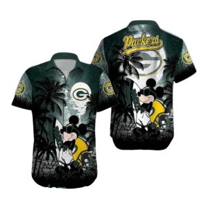 Packers With Mickey And Surfboard Design Hawaiian Shirt