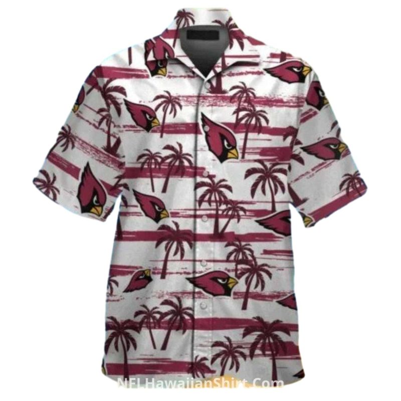 Palm Tree Arizona Cardinals White Striped Hawaiian Shirt For Summer 1