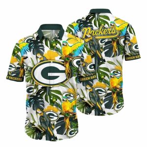 Parrot Paradise Green Bay Packers Exotic Birds Hawaiian Shirt