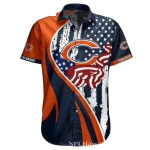 Patriotic Chicago Bears Wave Stripe Hawaiian Shirt