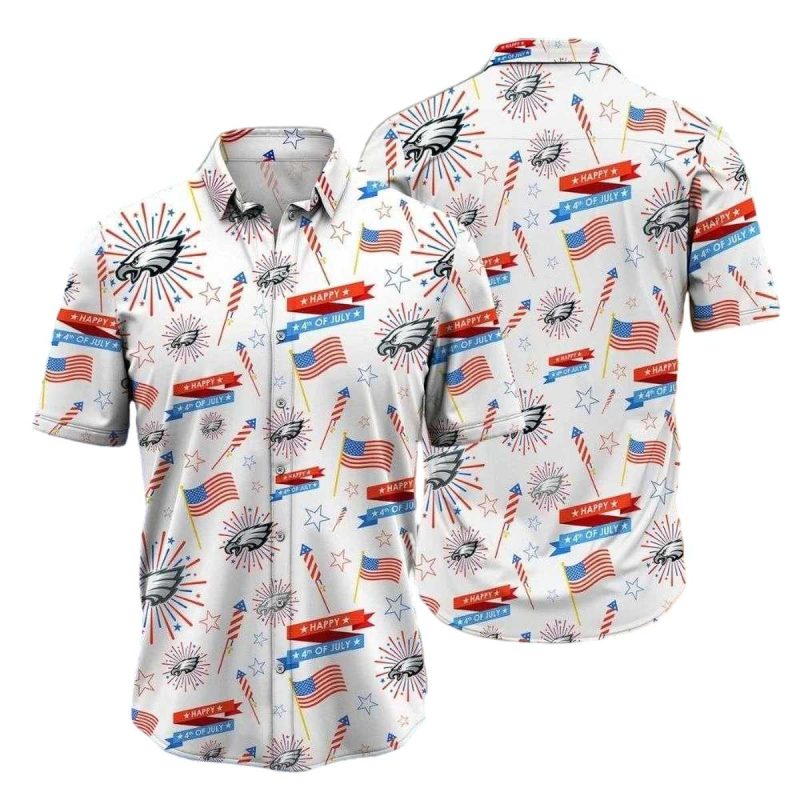 Patriotic Fireworks Philadelphia Eagles Hawaiian Shirt 1