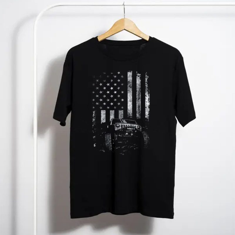 Patriotic Jeep With American Flag Graphic Usa Patriots Sold T Shirt T Shirt 1