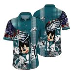 Patriotic Touchdown Teal Eagles Mickey Mouse Hawaiian Shirt
