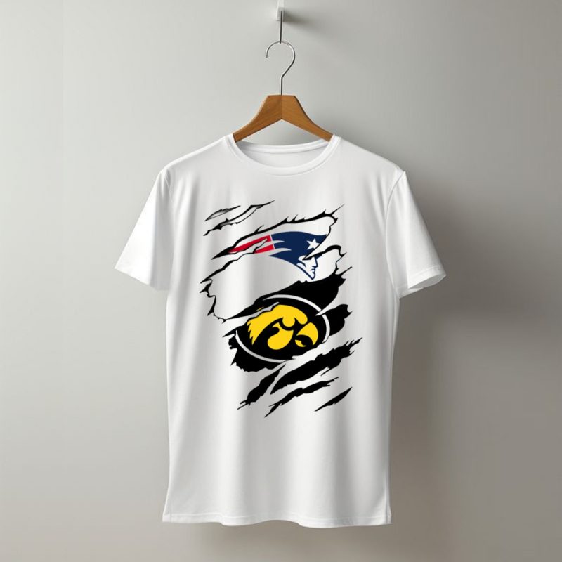 Patriots And Hawkeyes Logos With Torn Effect T Shirt T Shirt 1