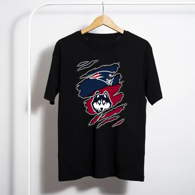 Patriots And Huskies Fused Logo Claw Slashes T Shirt T Shirt 1