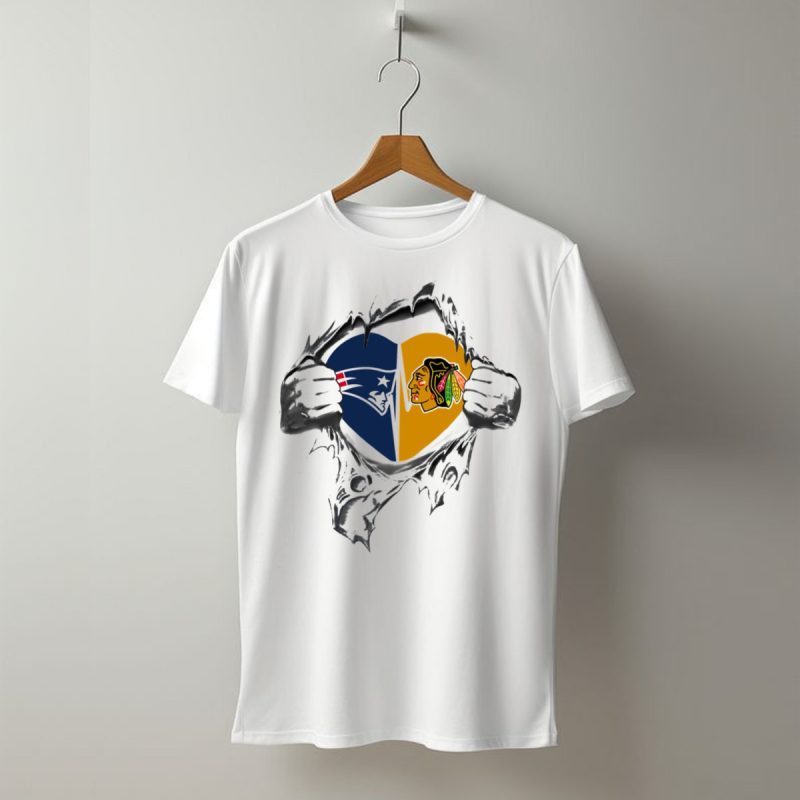 Patriots Blackhawks Its In My Heart Patriots Blackhawks Logos Heart T Shirt T Shirt 1