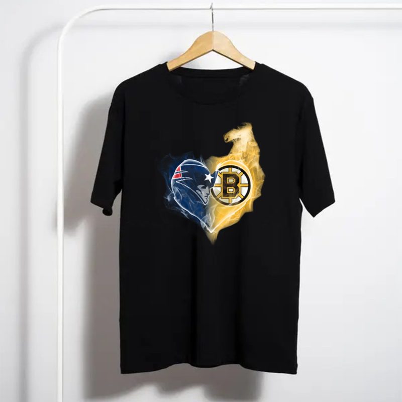 Patriots Boston Bruins Heart Logo Fusion T Shirt T Shirt 1